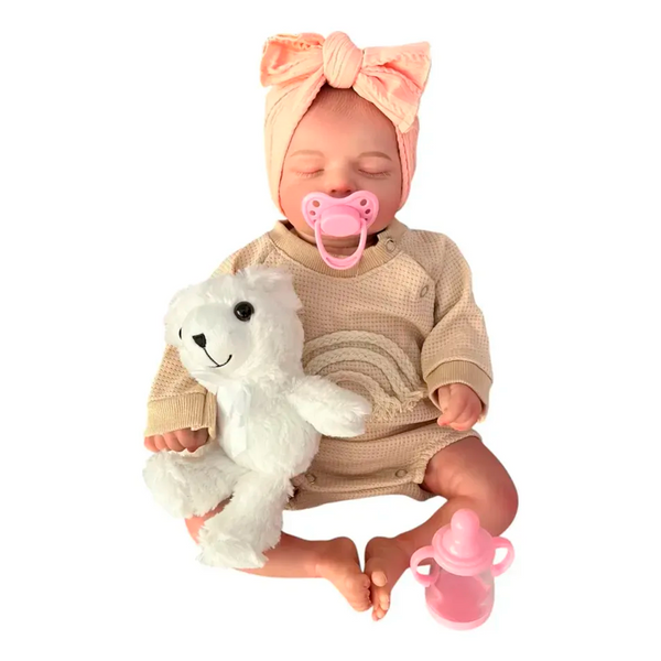 Muñeca Newborn 45 cm con Cabello, Moño y Accesorios