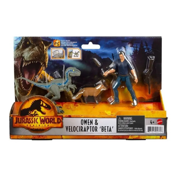 Jurassic World Owen Y Velociraptor Mattel Hdx46